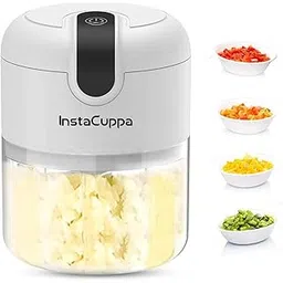 InstaCuppa Mini Electric Chopper for Kitchen, 50% Longer Use 1800 mAh Battery Onion Cutter, USB-C Garlic Mincer for 50% Faster Charging, 45 W Fast Vegetables Chopping for Busy Moms, 250 ML-image-29
