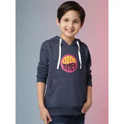 Instafab Boys Blue Typography Printed Hooded Cotton Sweatshirt-picture-44