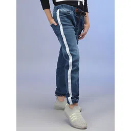 Instafab Boys Comfort Relaxed Fit Mid-Rise Light Fade Side-Striped Cotton Denim Jeans-picture-29