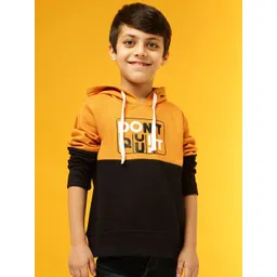 Instafab Boys Mustard Colourblocked Hooded Sweatshirt-picture-55
