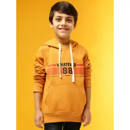 Instafab Boys Mustard Printed Hooded Sweatshirt-picture-21
