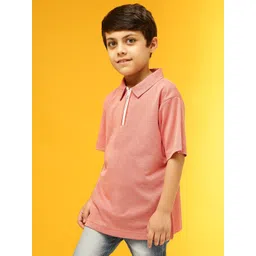 Instafab Boys Peach-Coloured Polo Collar Outdoor T-shirt-picture-47