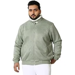instafab Plus Men Jacket | Point Collar, Long Ribbed-Cuff Sleeves | Zipper, Ribbed-Straight Hem | Colourblock Textured Woven Fabric For Casual | Light Green-picture-49