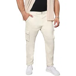 instafab Plus Men's Cargo Trousers for Casual Wear | 6 Pockets | Plus-Size Fit | Button Closure | Cotton Poly Cargo Pant Crafted with Comfort Fit for Everyday Wear-picture-11