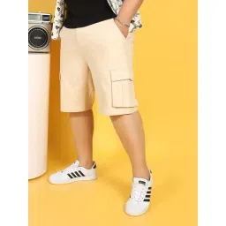 Instafab Plus Beige Regular fit Plus Size Cargo Shorts-picture-45