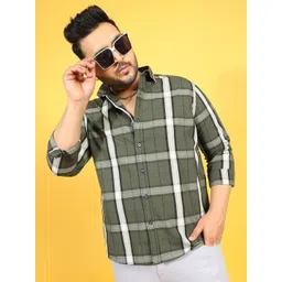 Instafab Plus Classic Fit Tartan Checked Cotton Casual Shirt-picture-10