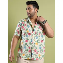 Instafab Plus Classic Floral Printed Spread Collar Casual Shirt-picture-10