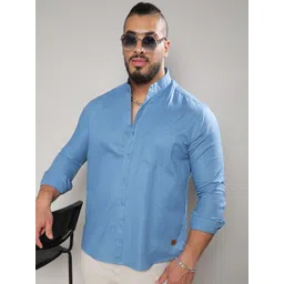 Instafab Plus Classic Mandarin Collar Cotton Casual Shirt-picture-14