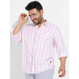 Instafab Plus Classic Opaque Striped Cotton Casual Shirt-picture-25
