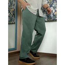 Instafab Plus Emerald Men Relaxed Fit Mid-Rise Comfort Easy Wash Trousers-picture-26