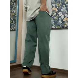 Instafab Plus Emerald Men Relaxed Fit Mid-Rise Comfort Easy Wash Trousers image 2