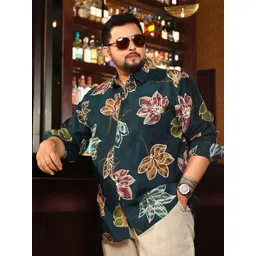 Instafab Plus Floral Printed Comfort Spread Collar Cotton Shirt-picture-13