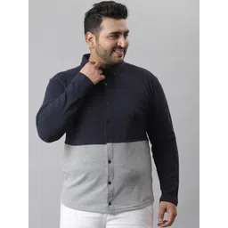 Instafab Plus Men Blue Classic Opaque Plus Size Casual Shirt-picture-38