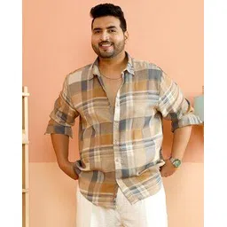 instafab plus Men Checked Relaxed Fit Shirt with Spread Collar-picture-19