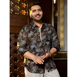 Instafab Plus Men Comfort Opaque Printed Casual Shirt-picture-18