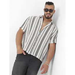 Instafab Plus Men Comfort Opaque Striped Casual Shirt-picture-28