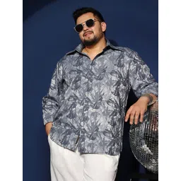 Instafab Plus Men Comfort Relaxed Fit Floral Printed Spread Collar Casual Shirt-picture-38