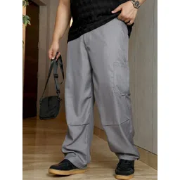 Instafab Plus Men Comfort Relaxed Fit Mid-Rise Parachute Trouser-picture-34