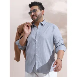 Instafab Plus Men Comfort Relaxed Fit Textured Spread Collar Casual Shirt-picture-34