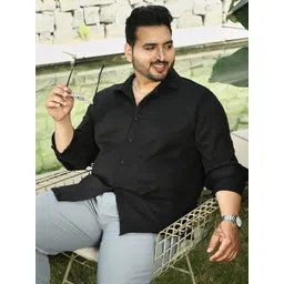 Instafab Plus Men Comfort Relaxed Fit Textured Spread Collar Casual Shirt-picture-36