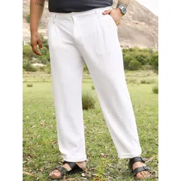 Instafab Plus Men Comfort Relaxed Fit Twill-Pleated Trousers-picture-39