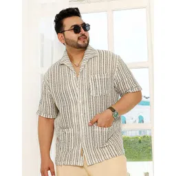 Instafab Plus Men Comfort Striped Cotton Casual Shirt-picture-14