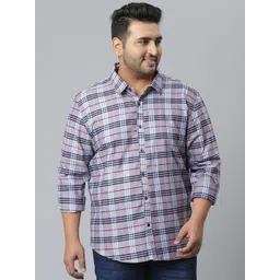 Instafab Plus Men Grey Classic Tartan Checks Opaque Checked Casual Shirt-picture-21