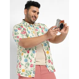 Instafab Plus Men Plus Size Classic Spread Collar Floral Printed Casual Shirt-picture-21