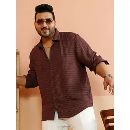 Instafab Plus Men Plus Size Comfort Fit Textured Spread Collar Casual Shirt-picture-36