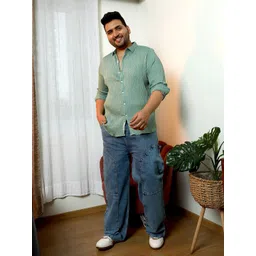 Instafab Plus Men Plus Size Comfort Fit Textured Spread Collar Casual Shirt-picture-38