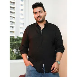 Instafab Plus Men Plus Size Comfort Fit Textured Spread Collar Casual Shirt-picture-35