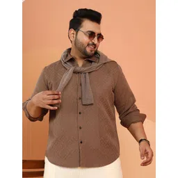Instafab Plus Men Plus Size Comfort Fit Textured Spread Collar Cotton Casual Shirt-picture-43