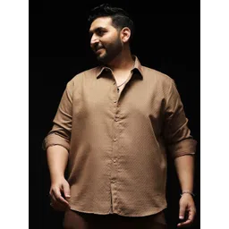 Instafab Plus Men Plus Size Comfort Fit Textured Spread Collar Cotton Casual Shirt-picture-26