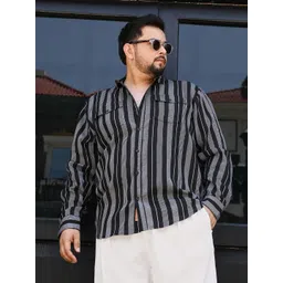 Instafab Plus Men Plus Size Comfort Striped Relaxed Fit Casual Shirt-picture-41