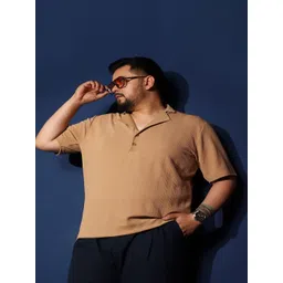 Instafab Plus Men Polo Collar Drop-Shoulder Sleeves Raw Edge T-shirt-picture-26