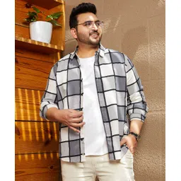 instafab plus Men Regular Fit Checkered Spread Collar Casual Shirt-picture-10