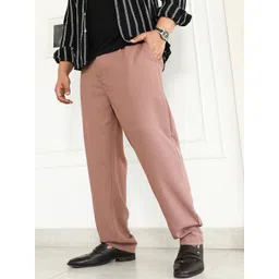 Instafab Plus Men Self Design Comfort Mid-Rise Relaxed Fit Trousers-picture-29