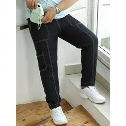 Instafab Plus Men Self Design Comfort Relaxed Fit Mid-Rise Flat-Front Cargos-picture-38