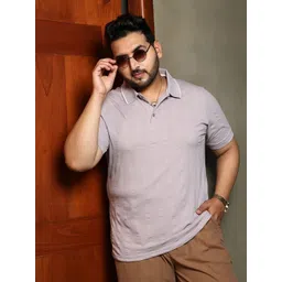 Instafab Plus Men Self Design Polo Collar Cotton T-shirt-picture-30