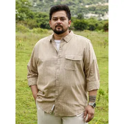 Instafab Plus Men Size Comfort Fit Textured Spread Collar Cotton Casual Shirt-picture-34