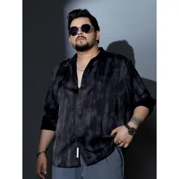 Instafab Plus Men Size Comfort Relaxed Fit Textured Spread Collar Satin Casual Shirt-picture-40