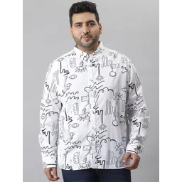 Instafab Plus Men White Classic Graphic Printed Casual Shirt-picture-33