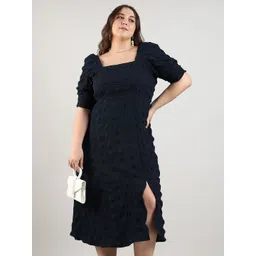 Instafab Plus Plus Size Puff Sleeve Fit & Flare Midi Dress-picture-17