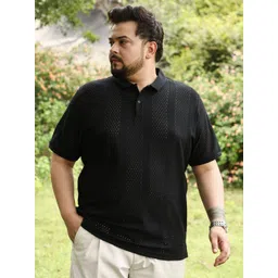 Instafab Plus Self Design Polo Collar Cotton T-shirt-picture-27