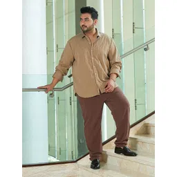 Instafab Plus Size Self Design Spread Collar Regular Fit Casual Shirt-picture-26