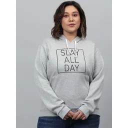 Instafab Plus Size Women Printed Stylish Casual Hooded Sweatshirt-picture-26
