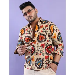 Instafab Plus Spread Collar Classic Floral Printed Casual Cotton Shirt-picture-22