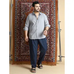 Instafab Plus Striped Textured Comfort Spread Collar Cotton Shirt-picture-19