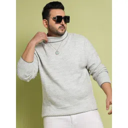 Instafab Plus Turtle Neck Self Design Cable Knit Woollen Pullover-picture-24
