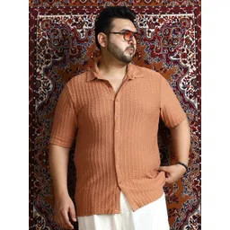 Instafab Plus Vertical Stripes Textured Comfort Spread Collar Cotton Shirt-picture-39